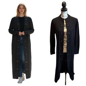 Venus Sweater Knit Cardigan Sweater Duster Long Black Size Medium NWT Womens